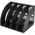 thumbnail image 1 of Étagère de Rangement 4*Compartiments, Boîte de Rangement en Plastique pour Magazines de Bureau, Blanc, 1 of 5