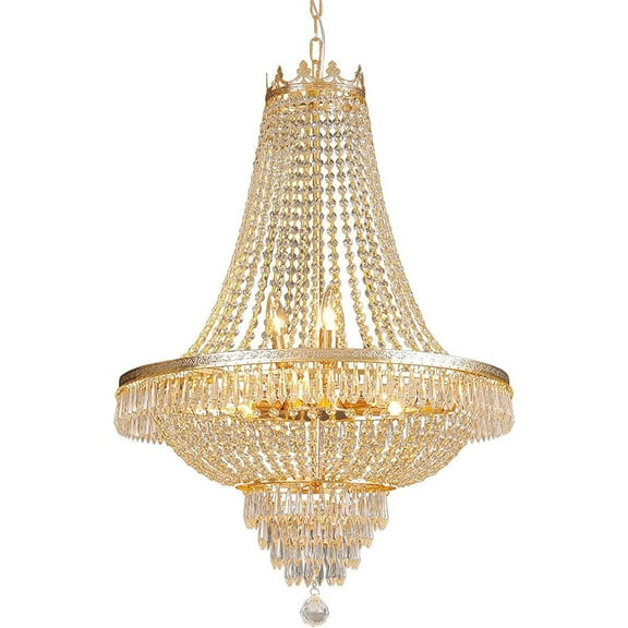 Denest French Empire Dimmable 9 Light K9 Crystal Kitchen Home Office Flush Mount Ceiling Light Fixture