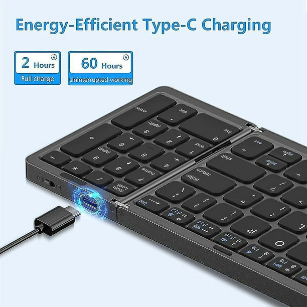 Teclado inalambrico plegable recargable por USB para iOS Android Windows PC Laptop Smartphone negro Walmart en linea