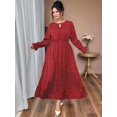 thumbnail image 5 of Women V Neck Short Sleeve Tied Elegant Casual Daily Dress Red XL, 5 of 9
