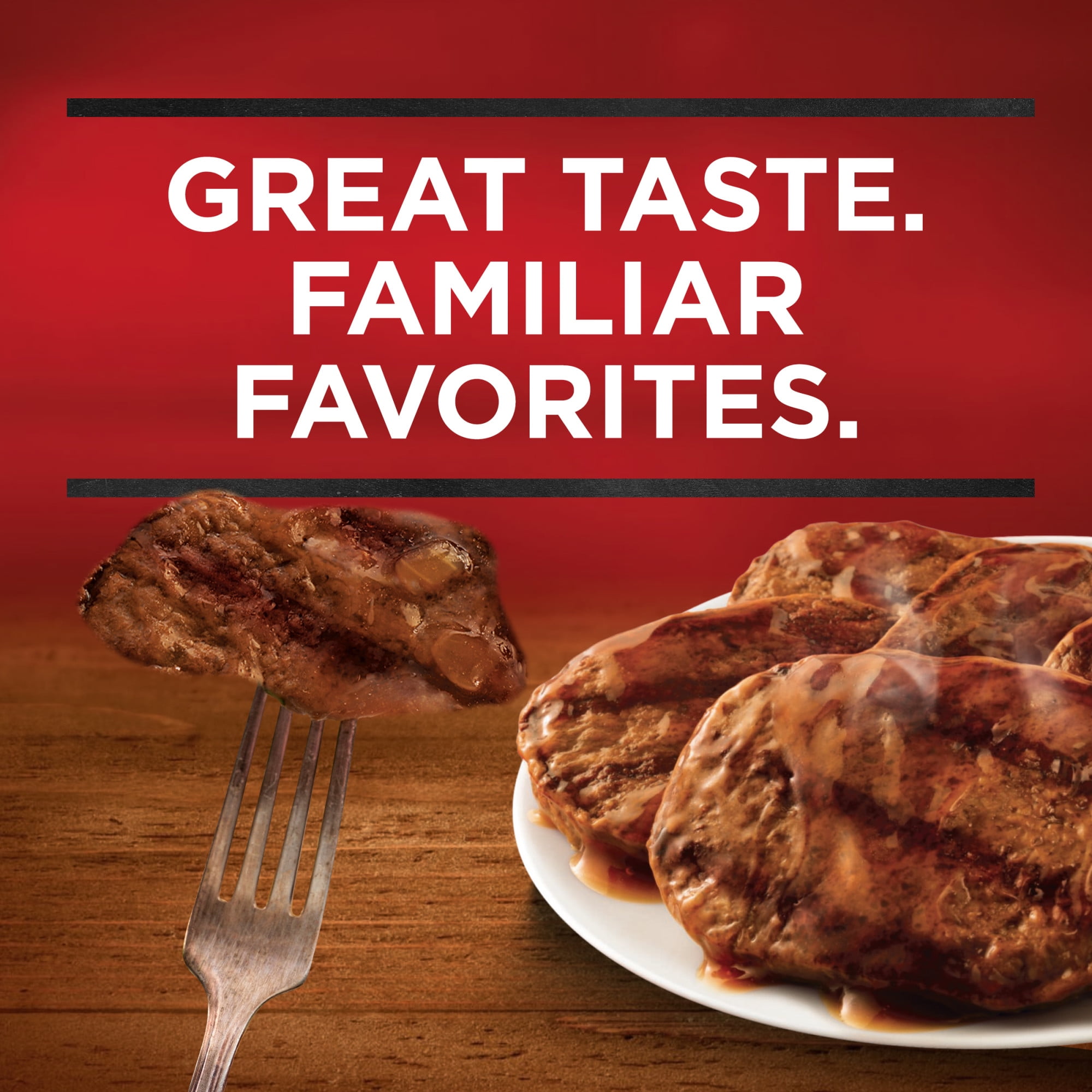 Banquet Family Size Salisbury Steaks and Brown Gravy, 8g Protein per Serving, Frozen Meal, 27 oz.