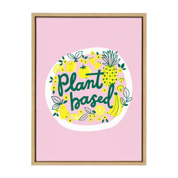 Kate and Laurel Sylvie Plant Based Framed Canvas Wall Art by Maria Filar, 18x24 Natural, Chic Plant Art for Wall