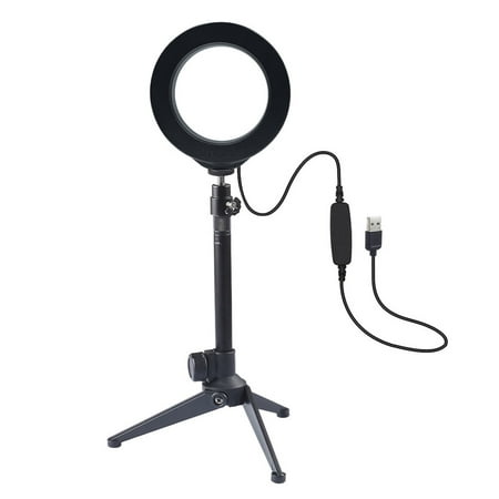 Image of LED Fill Light Adjustable LED Fill Light Ring Shape Photo Lamp Selfie LED Light Makeup Light for Home Workplace with Bracket Black