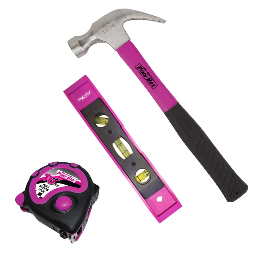 The Original Pink Box PBC16TMHL 16Foot Tape Measure, 12Ounce Hammer