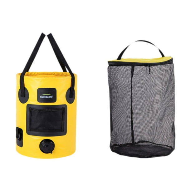Contenedor de almacenamiento DYNWAVEMX agua Cubo de pesca 25 l amarillo con bolsa de malla