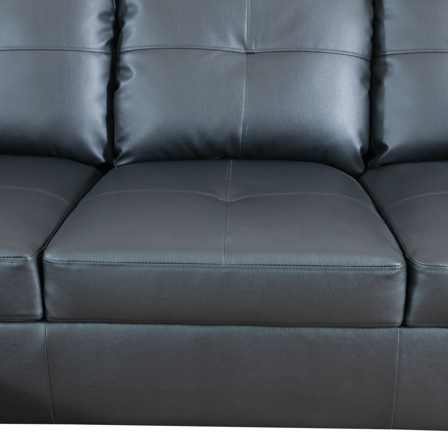 Hommoo 2-Piece Faux Leather Sofa Set, Living Room Furniture Set, L-Shaped Sectional Sofa Couches for Living Room, Black