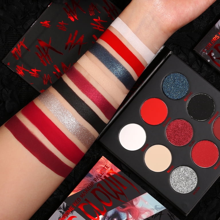 De'lanci 9 Color Black Red Eyeshadow Palette, Gothic Smokey Highly