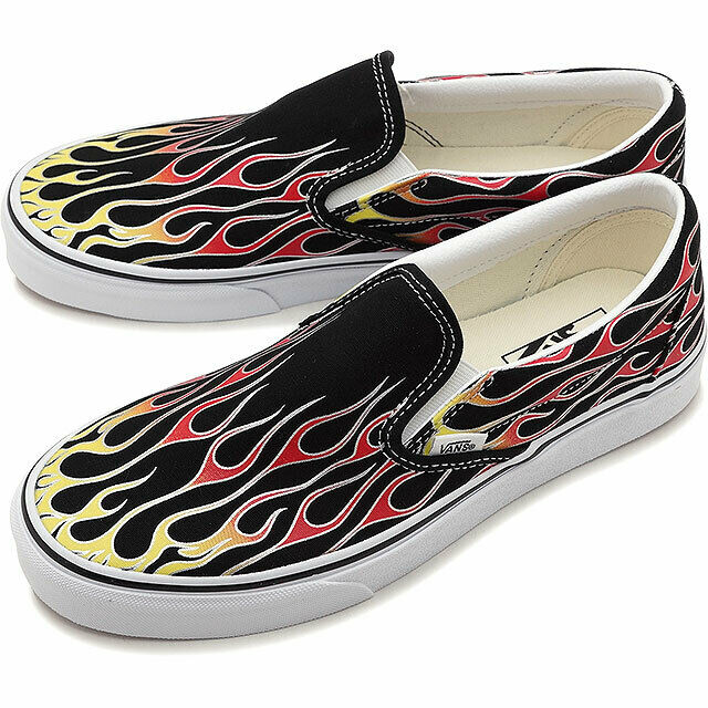 Vans - Vans Classic Slip On Vans Mash Up Flames Black Men's Skate Shoes ...