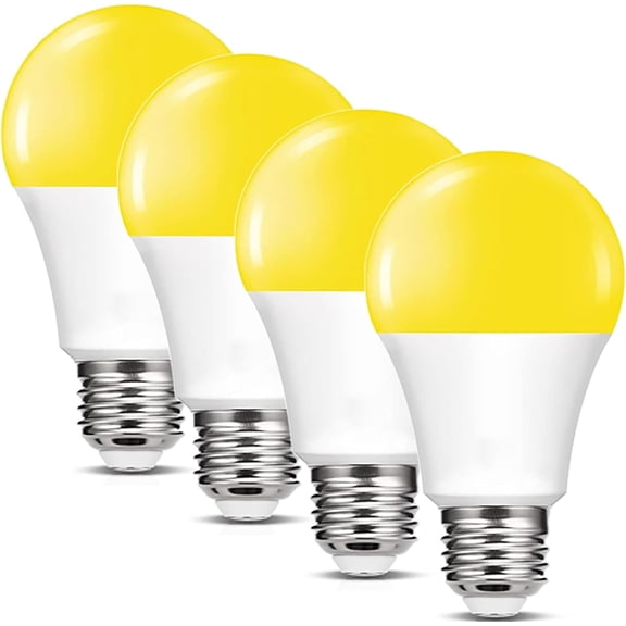 THTGDW-Sxminer 4 Pack Yellow Bug Light Bulbs Outdoor, A19 575nm Wavelength, 12W (80W Equivalent) 2000K Amber LED Light Bulb, 800LM E26 Base for Outside Backyard Porch Hallway Bedroom, Non-Dimmable