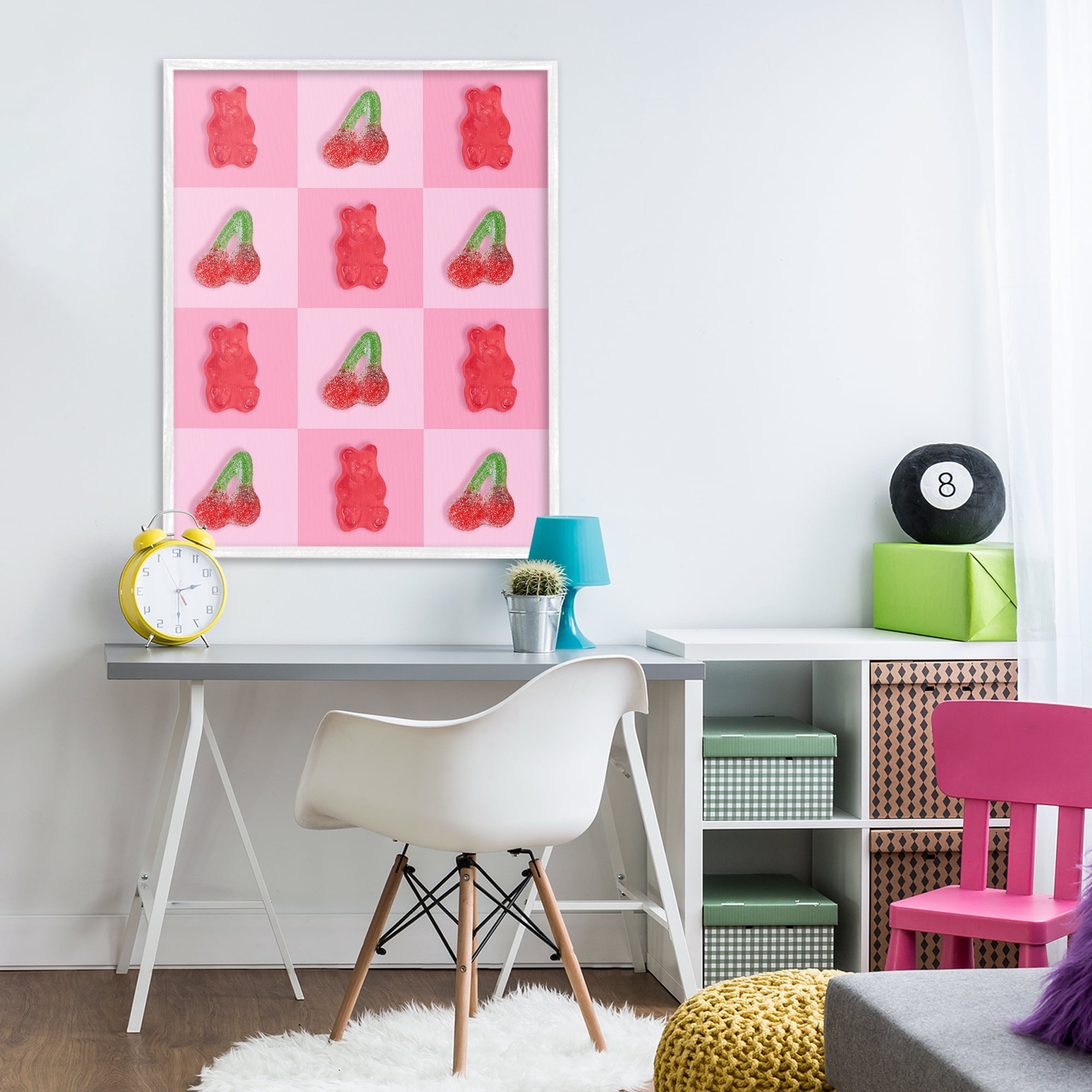 Stupell Industries Gummy Bears and Cherries Grid White Framed Giclee Art, design by LISH Creative