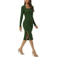 thumbnail image 4 of MODA NOVA Juniors Square Neck Long Sleeve Slim Fit Ribbed Knit Bodycon Midi Sweater Dress, 4 of 6