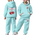 thumbnail image 3 of Gelikeya Girls Graphic Jogging Suits Sweatsuits 2 Piece Set Oversized Hoodie and Sweatpants Fall Winter Clothes (Blue, 2-3 Years), 3 of 8