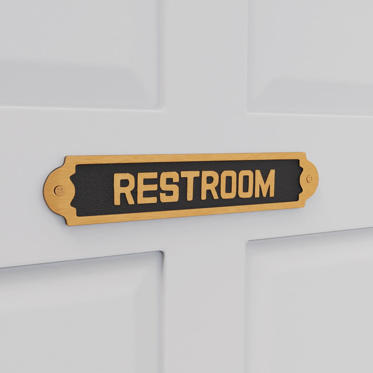 Solid Brass Restroom Sign Plaque 2.13" H x 10.75" W Heavy Brass Metal ...