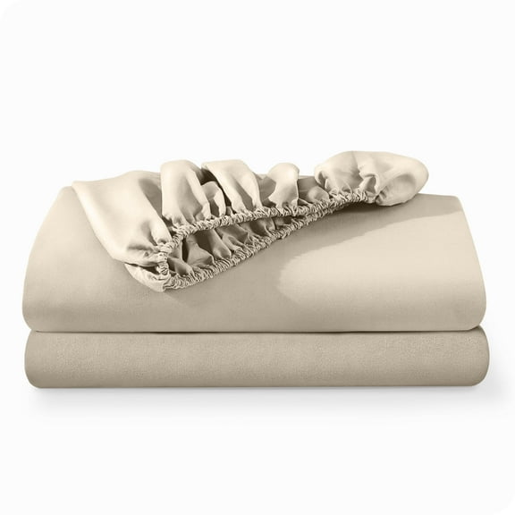 Bare Home 2-Pack Fitted Sheets - Premium 1800 Collection - Ultra-soft - Deep Pocket - Queen, Sand