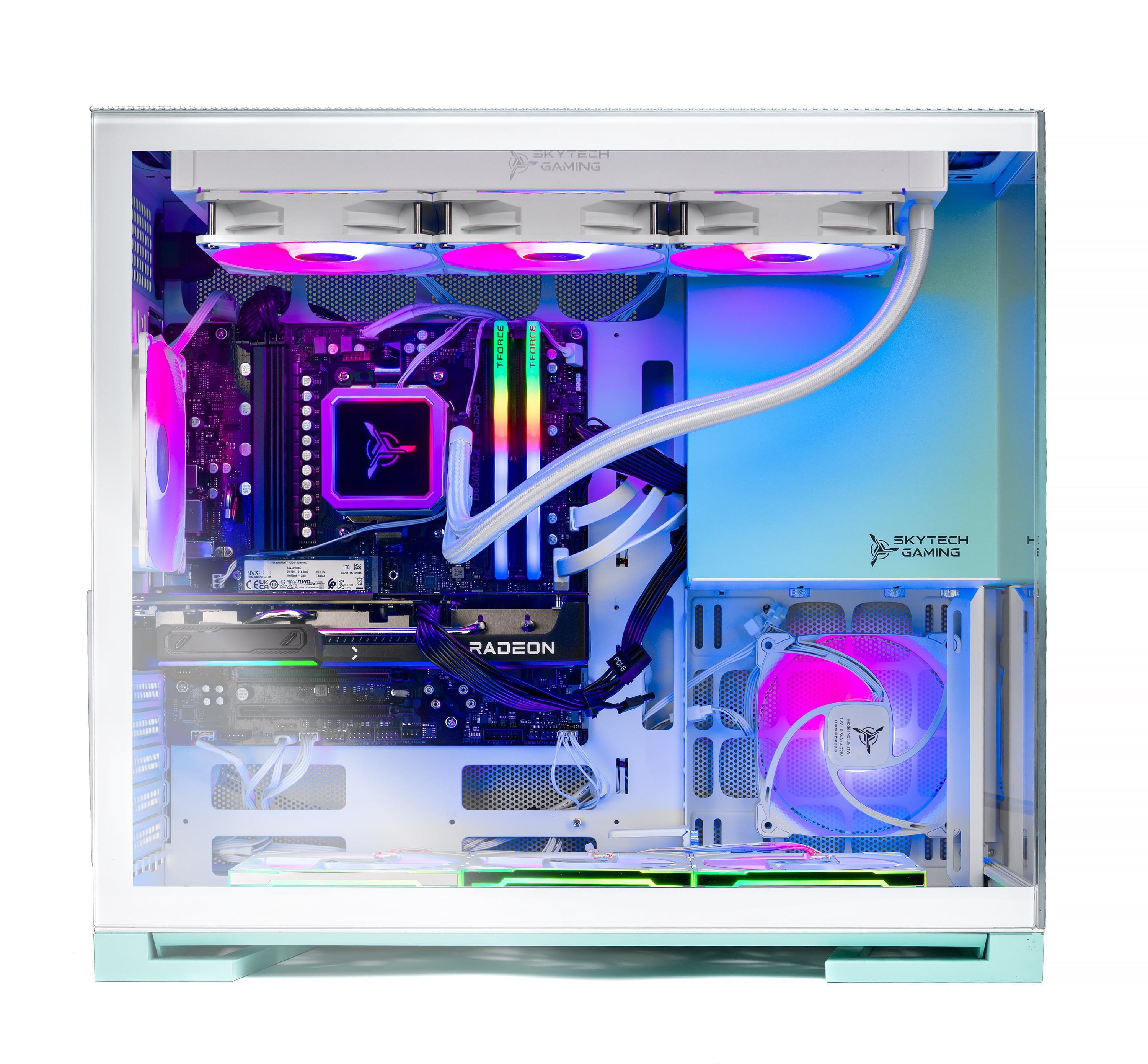 Skytech Aqua Gaming PC Desktop AMD Ryzen 7 9800X3D NVIDIA GeForce RTX 5070 Ti 2TB Gen4 NVMe SSD 32GB DDR5 RAM, AIO Liquid Cooling Windows 11