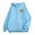 thumbnail image 3 of Women's Pink Zip-Up Hoodie with Sports and Bow Print Comfortable Casual Wear for All Seasons, 3 of 4