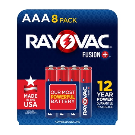 Rayovac Fusion AAA Batteries (8 Pack), Triple A Alkaline Batteries