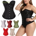 thumbnail image 2 of GRACE1 Mujeres Modelador de cintura Gótico Satén Brocado Stays Corset Corsé Bustier Top Top con cordones Sexy Vestidos elegantes Cincher de entrenamiento de cintura Overbust deshuesado/Multicolorpangj, 2 of 4