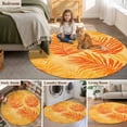 thumbnail image 6 of Tropical Palm Leaves Round Area&nbsp;Rug 3.3ft Orange Leaf Abstract Plant Watercolor Non-Slip&nbsp;Washable Circle Rugs Soft Felt Indoor Floor Mat for Bedroom Kitchen Living Room Bathroom, 6 of 9