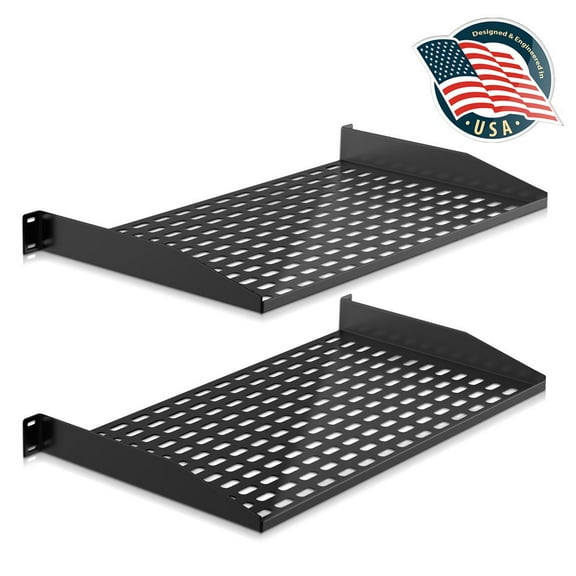 Pyle PLRSTN14UX2 - Pyle PLRSTN14UX2 - 1UX2 Server Rack Shelves - Universal Device Server Rack Mounting Tray