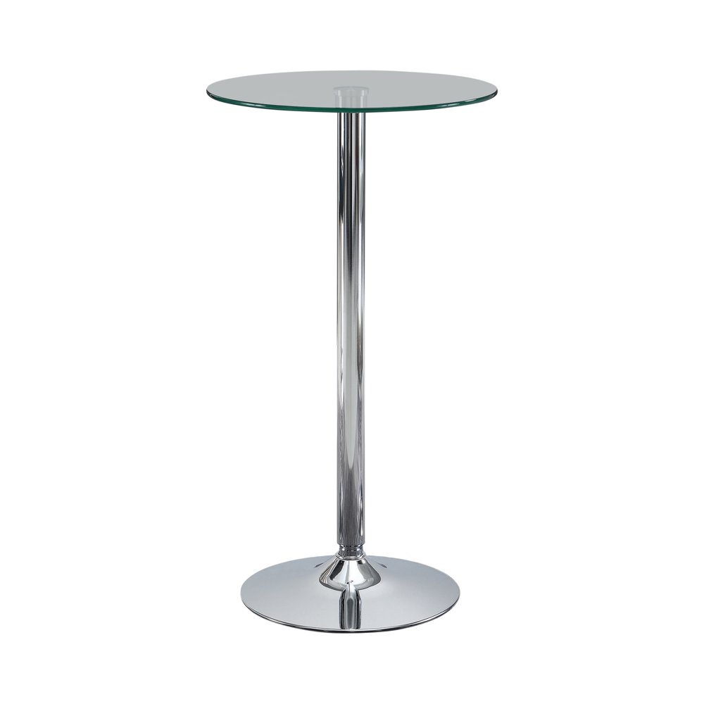 Glass Top Round Bar Table Chrome