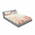 thumbnail image 3 of Ambesonne Floral Fitted Sheet & Pillow Sham Set, Hawaii Flowers Tropical, Twinxl, Fuchsia Salmon White, 3 of 3