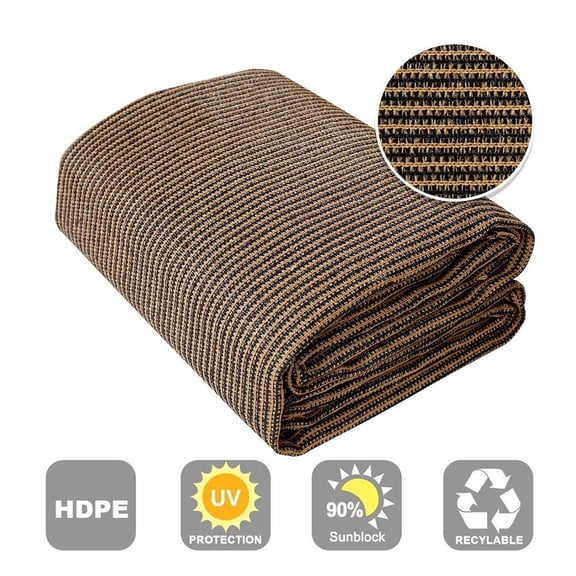 Shatex 90% Sun Shade Fabric for Pergola Cover Porch Vertical Screen 8' x 50', Coffee