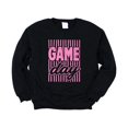 thumbnail image 5 of Game Day Sweatshirt for Women Striped Distressed Football Crewneck, Black on Gray Sweatshirt, L, 5 of 8