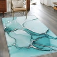 thumbnail image 3 of Marble Turquoise Large Area Rugs for Bedroom Living Room, Soft Non Slip Carpet Bedside Rug, Abstract Nature Cracks Silver Wavy Rectangular Floor Cover Kitchen Accent Rug 3'x5' for Dining Room/Office, 3 of 9