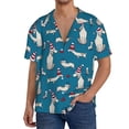 thumbnail image 1 of Fotbe Festive Dachshund Fun Camisa Estampada de Manga Corta para Hombre, Casual de Verano, Estilo Playero, Sin Arrugas-X-Large, 1 of 5