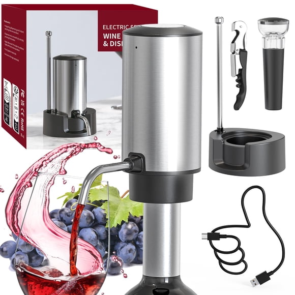 Vertedor eléctrico de vino Circle Joy recargable, plateado