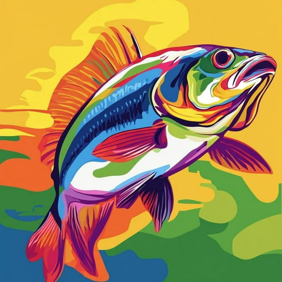 Fish Bass Jump DIY 5D Diamond Art Painting by Number Kits for Adults Paint with Full Drill Round Diamond Gems Painting Art Craft for Home Wall Decoration 13.8x13.8in