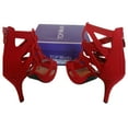 thumbnail image 2 of Top Moda Pebble-2 Women's Open Toe Lace Up Cut-Out Heel Platform Gladiator Nubuck Sandals Red 5.5, 2 of 6