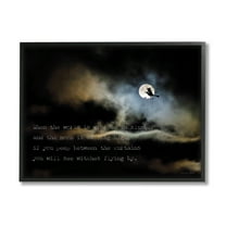 Stupell Industries Witch Flying By Moon Holiday Painting Black Framed Art Print Wall Art, 20 x 16