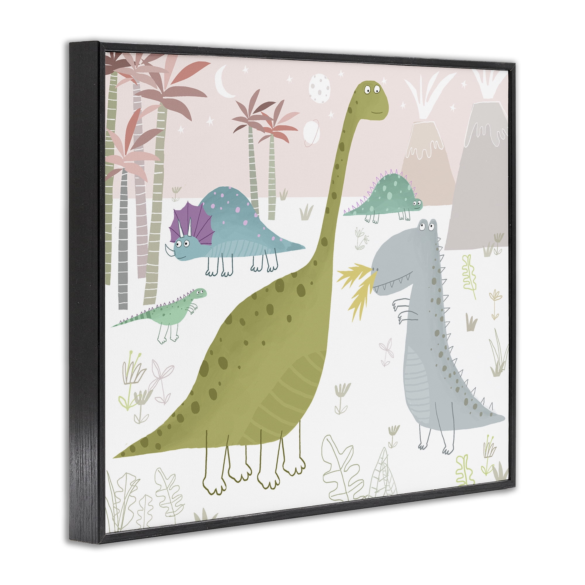 Stupell Industries Earthy Jurassic Dinosaurs Black Framed Giclee Art, design by Carla Daly