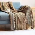 thumbnail image 4 of Boho Throw Blanket Aztec Southwest Throws Cover Cotton Knitted Blanket With Tassel Chenille Tassels Throw Blankets For Bed Couch Soft Chair Bohemian Fringe Tassels, 4 of 4