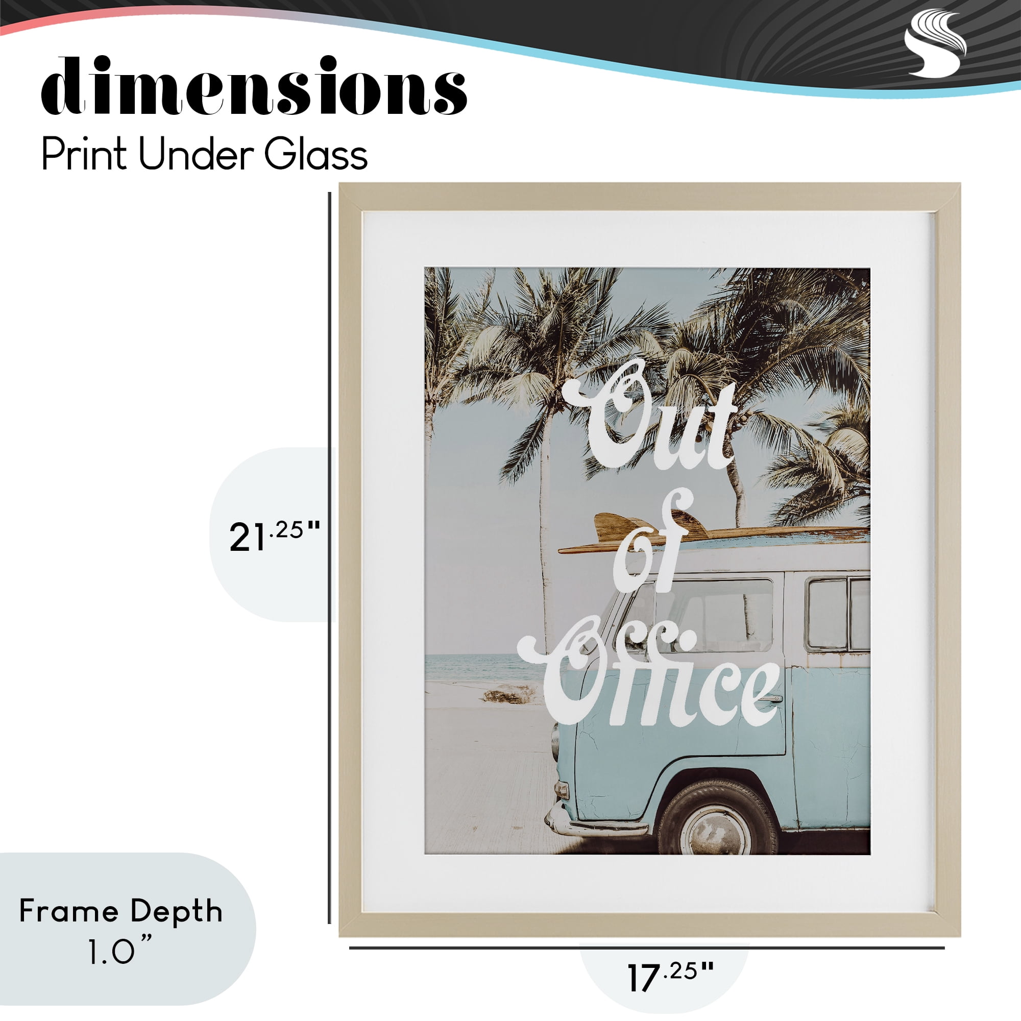 Stupell Industries Retro Out Of Office Beach Birch Framed Print Under Glass, design by Lil' Rue