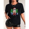 thumbnail image 1 of Camisetas de manga casquillo para mujer, de moda de verano 2025, con estampado lindo, casual, sin mangas, de ajuste holgado, de manga cortaWomen's Casual Fashion T-Shirt, Christmas Santa with Tree P, 1 of 8