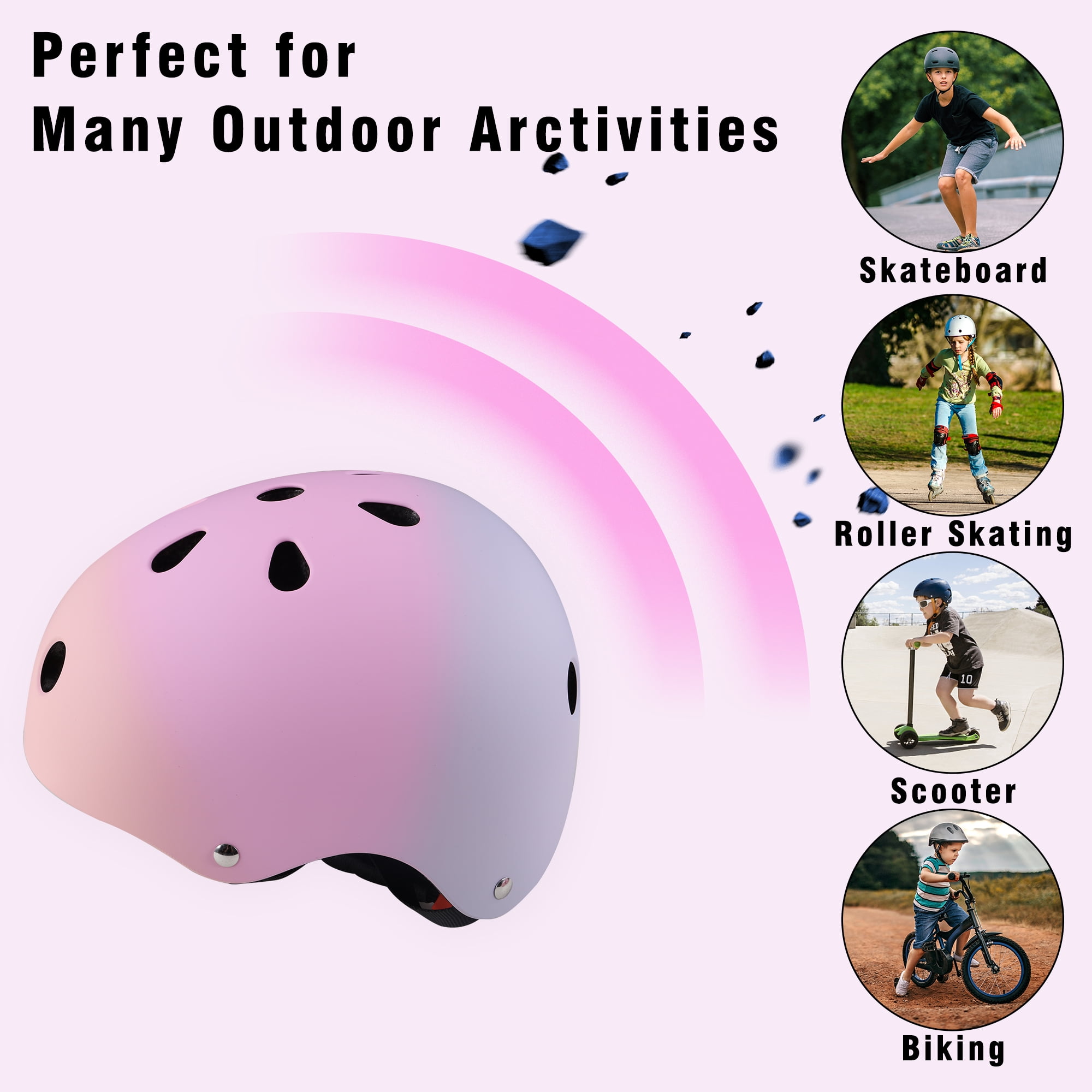 Color Gradient Toddler Helmet Kids Bike Helmet Adjustable from Toddler to Youth for Cycling Skating Scooter Skateboard