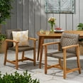 thumbnail image 4 of LiviNest Outdoor Dining Chair Set of 2: 400lb Capacity & Armrests - 10-Year Durable Acacia Wood & Wicker for Patio Garden & Balcony - Brown All-Weather Comfort, 4 of 6