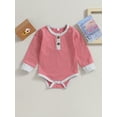 thumbnail image 2 of Bagilaanoe Newborn Baby Girl Boy Rompers Stripe Print Long Sleeve Bodysuits 3M 6M 12M 18M Infant Fall Casual One Piece Short Jumpsuits, 2 of 9