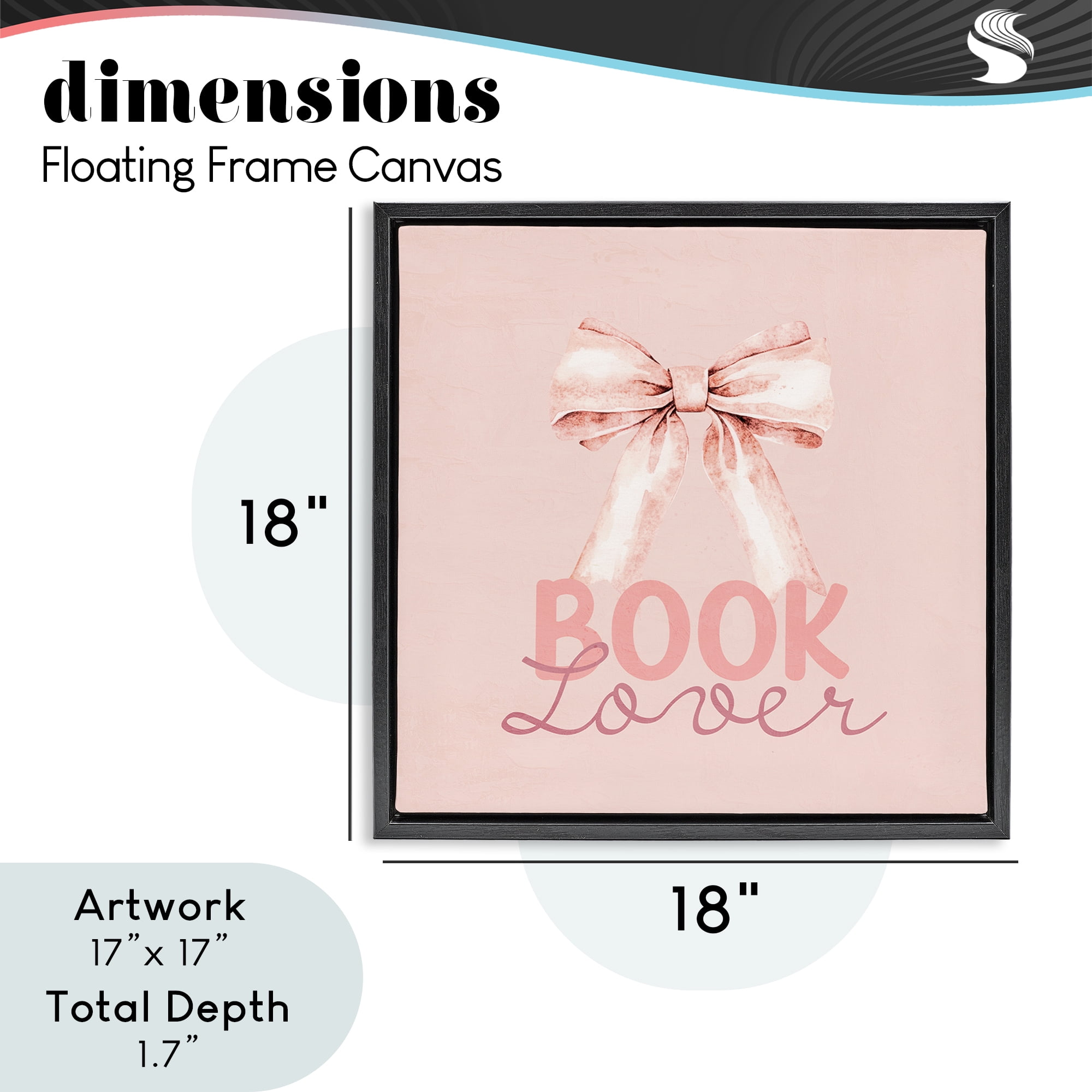 Blush Pink Book Lover Black Framed Floater Canvas Wall Art, design by Kim Allen