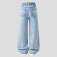 thumbnail image 6 of XQYLOS Girls Bow Wide Leg Jeans High Waisted Baggy Denim Pants with Pockets, Cute Casual Streetwear Trousers for Kids 6-14Y Retro Chic Style, 6 of 9