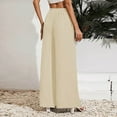 thumbnail image 5 of WREESH Womens Wide Leg Long Palazzo Pants Fashion Summer Casual Loose Pocket Solid Trousers Pants Beige, 5 of 7