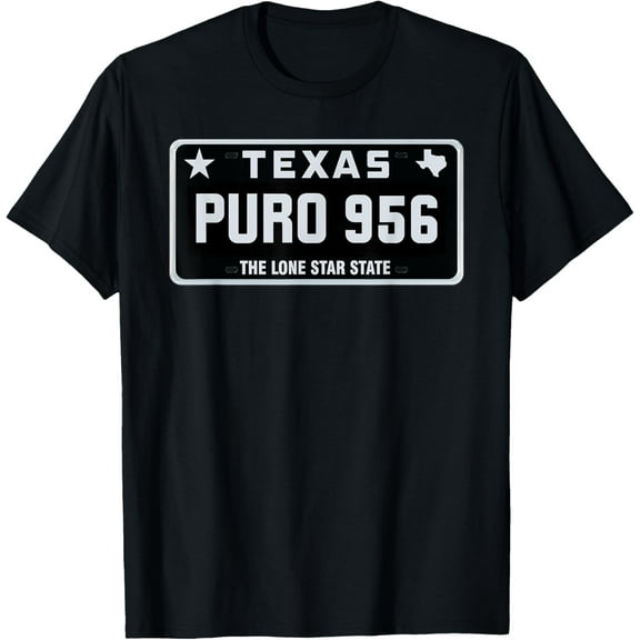 Simple “PURO 956” Texas License Plate Graphic T-ShirtMen and women, Black T-shirt, size: Extra large