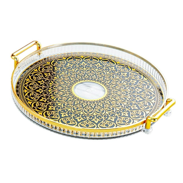 jifeng Round Organizer Tray Biscuit Cookies Pastry Tray Multipurpose Displaying Flowers A