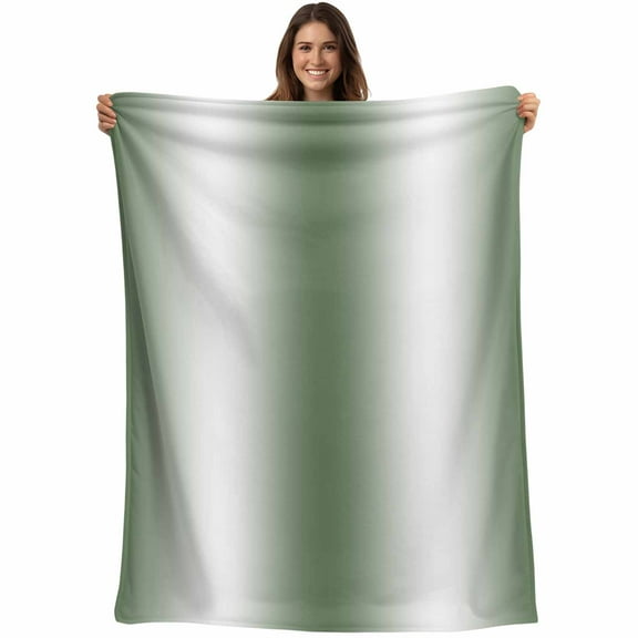 Flannel Fleece Throw Blanket Sage Green Gradient Lightweight Soft Plush Blankets,Abstract Ombre Minimalist Style Cozy Warm Throw Blanket for Couch Sofa Bed Car Office All Season Use 40x50in