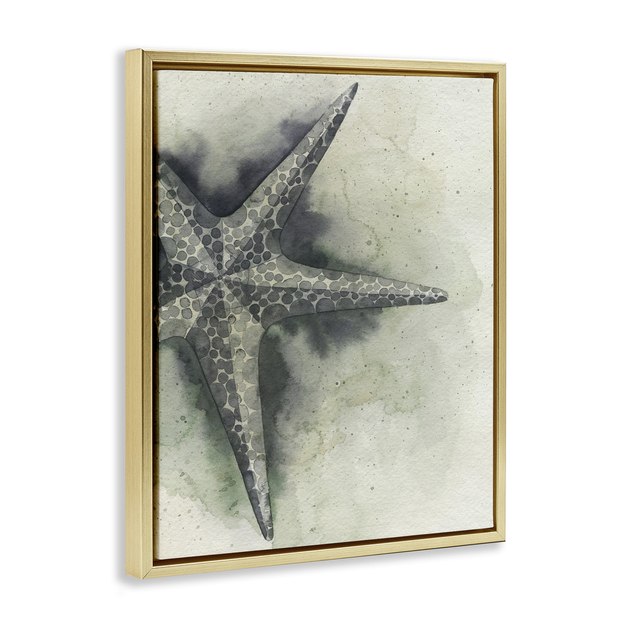 Stupell Industries Complex Grey Starfish Animals & Insects Painting Gold Floater Framed Canvas Art Print Wall Art, 17 x 21