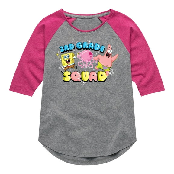 SpongeBob SquarePants - 3rd Grade Squad - Toddler & Youth Girls Raglan Graphic T-Shirt
