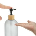 thumbnail image 3 of Unique Bargains 1 Pc Cylinder Frosted Soap Dispenser 13.53oz Gray Black, 3 of 6